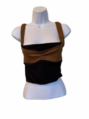 Free People Strappy Two-Tone Brown and Black Women's Sports Yoga Running Bra XL